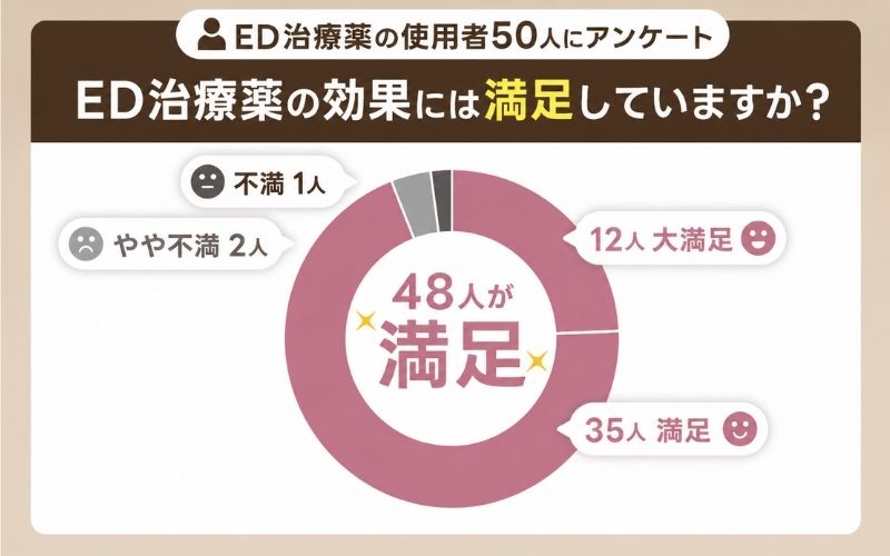 ED治療薬 使用者アンケート 満足度