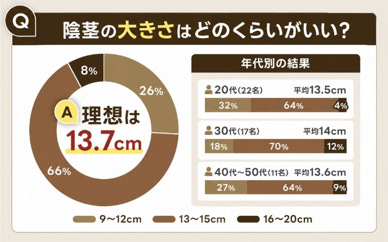 女性へのアンケート 陰茎の大きさはどのくらいがいい？